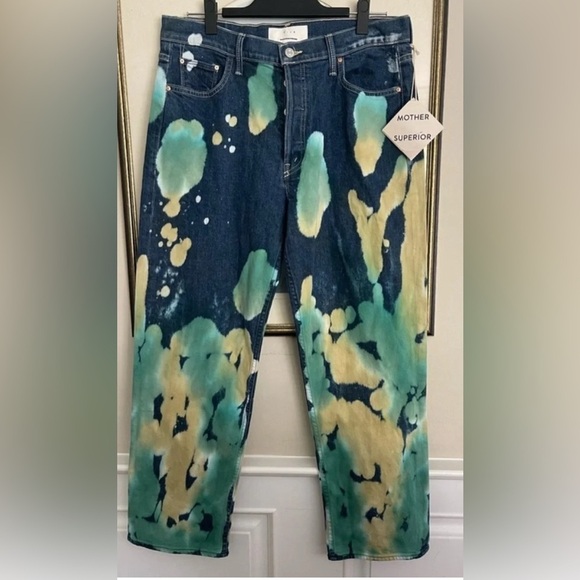 MOTHER SUPERIOR The Thrasher Flood Jeans Lava Lamp BLUE/GREEN/YELLOW Size 26 NEW - Picture 7 of 11